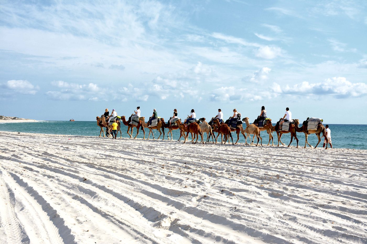 Caravan on the shoreline · Kelibia beach